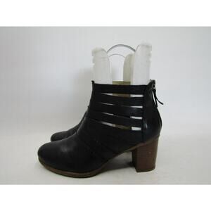Josef Seibel Womens Size 37 EUR Black Leather Zip Ankle Fashion Boots Booties